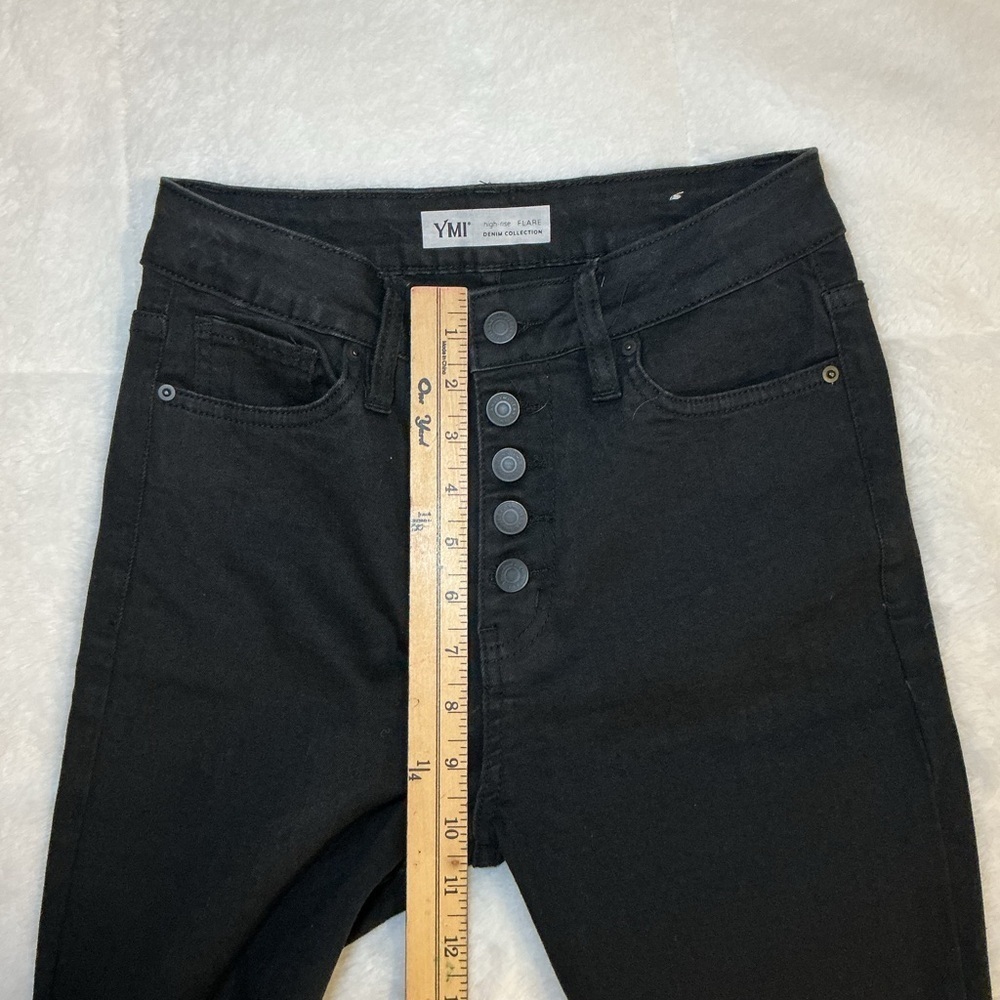 YMI Black Flare Jeans with Button Front - Picture 5 of 7